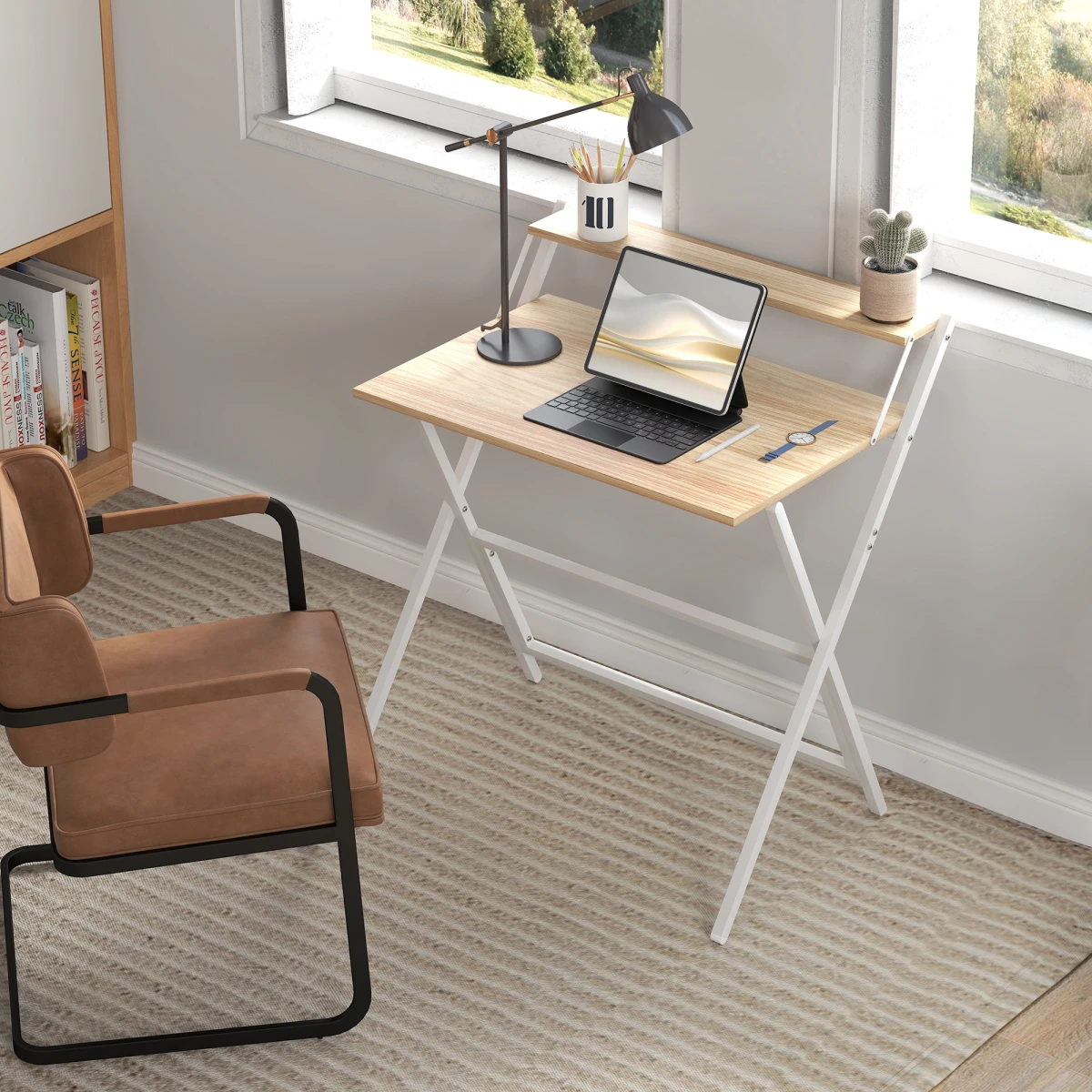 HOMCOM HOMCOM Folding Desk 81.5cm MonitorShelf Office - Desk