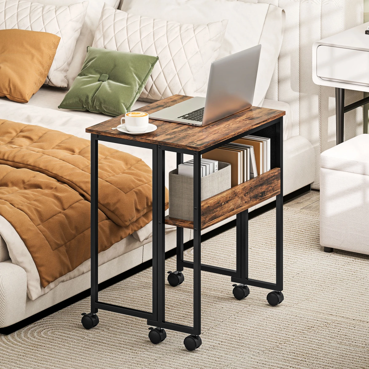 HOMCOM Foldable Computer Desk 63cm on Wheels with Drop Leaf for Small Spaces Home Office by HOMCOM