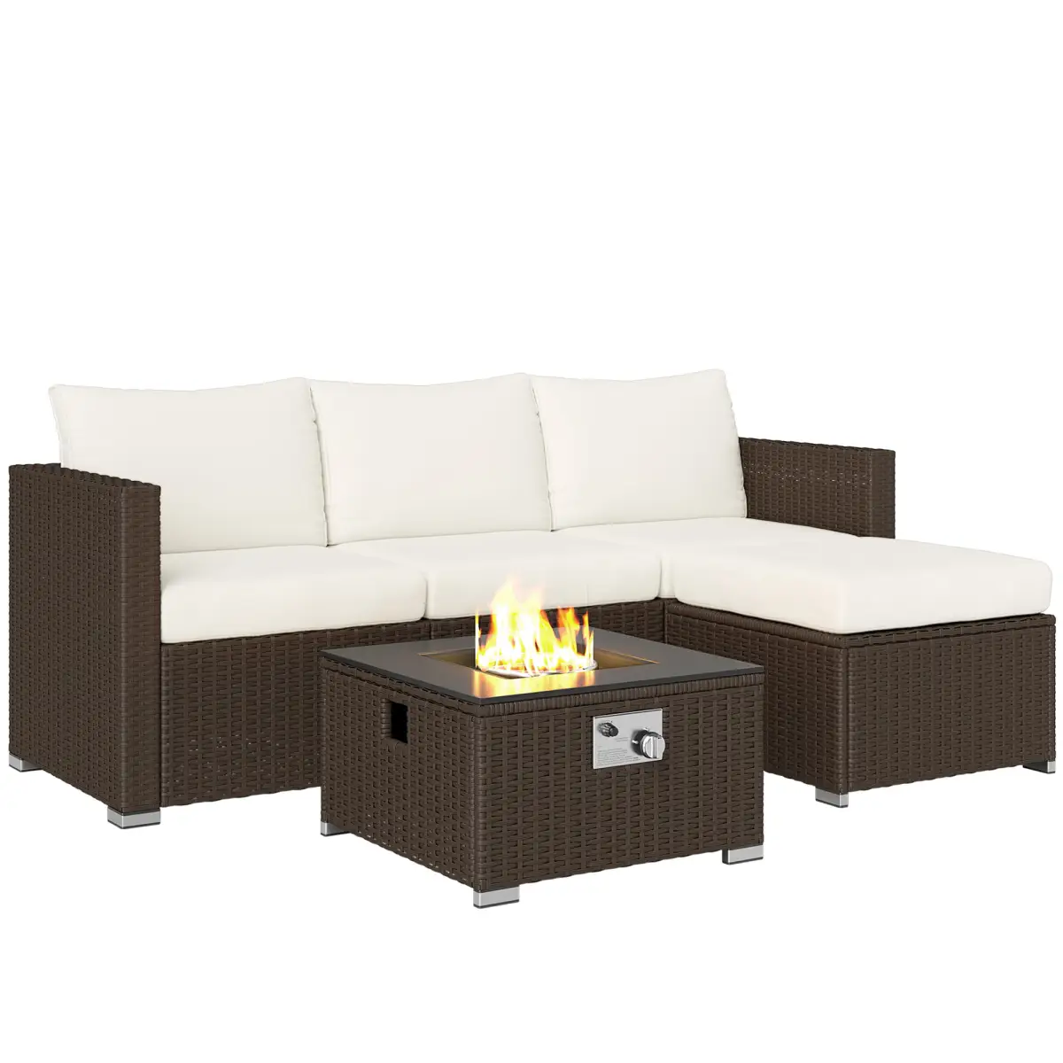 Outsunny Outsunny 4 Seater Rattan Sofa Set with Footstool Thick Cushions - Garden Sofa Sets