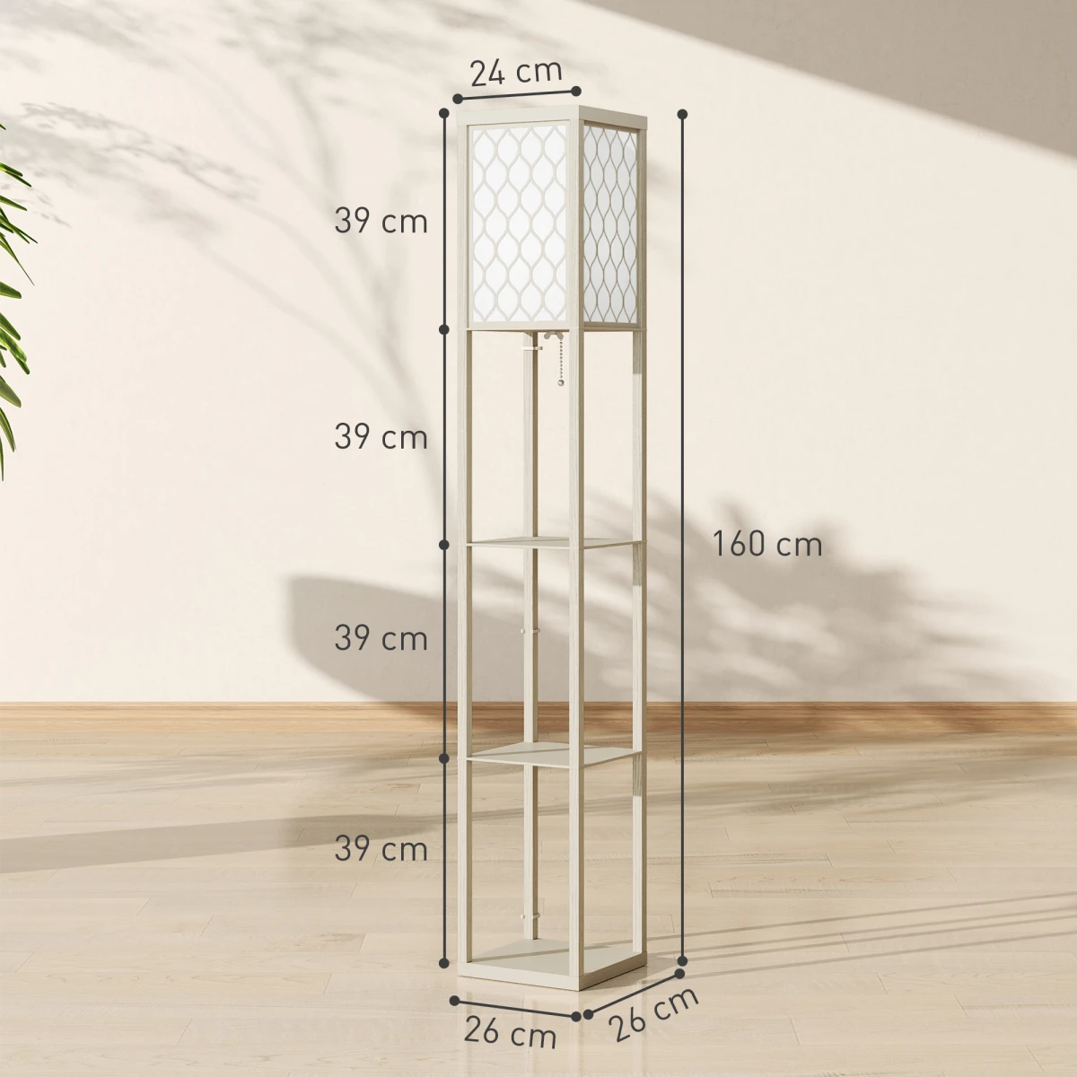 HOMCOM HOMCOM Modern Floor Lamp with Three Shelves for Space Savers - Lamp