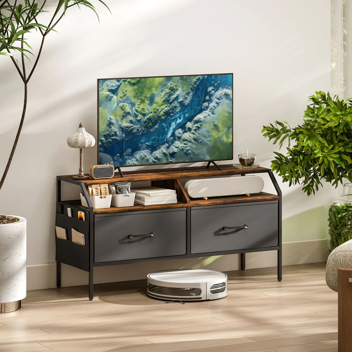 HOMCOM HOMCOM TV Stand 55Inch Two Foldable Drawers Living Room - TV Unit