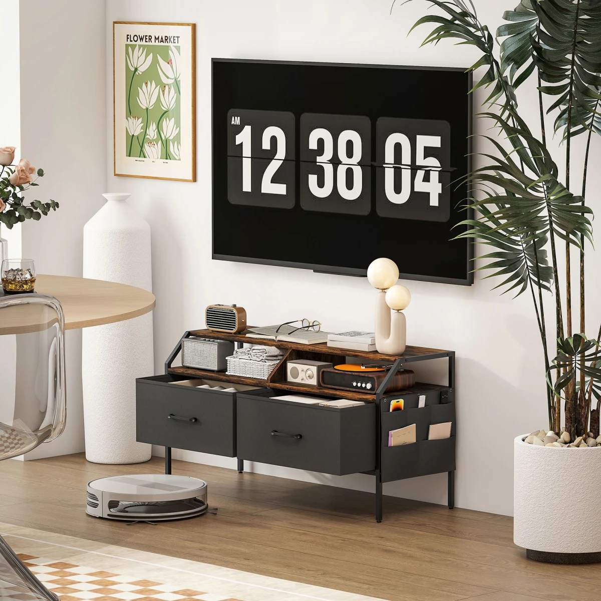HOMCOM HOMCOM TV Stand 55Inch Two Foldable Drawers Living Room - TV Unit