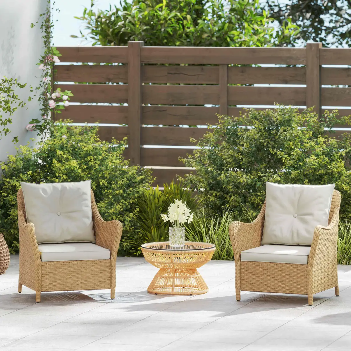 Outsunny Outsunny 2 Pieces Rattan Garden Chairs, Cushioned Rattan Chairs - Garden Chairs