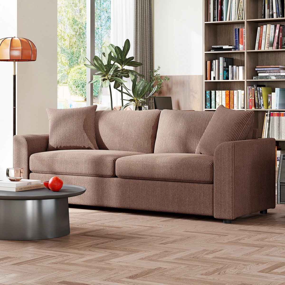 HOMCOM 212cm Sofa JumboCord SpringCushion Living Room by HOMCOM