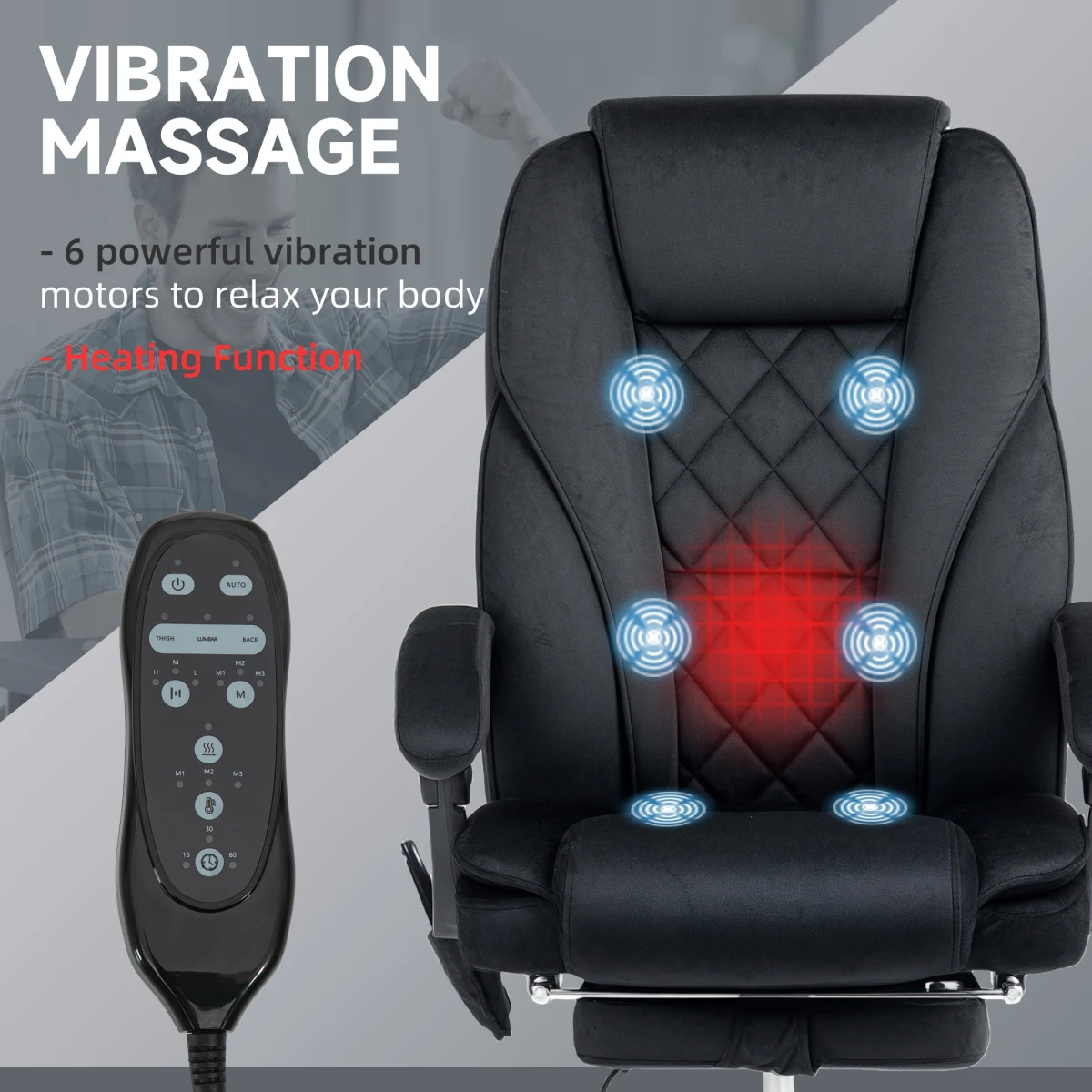 Vinsetto Massage Office Chair Six Point Massage For Desk by Vinsetto