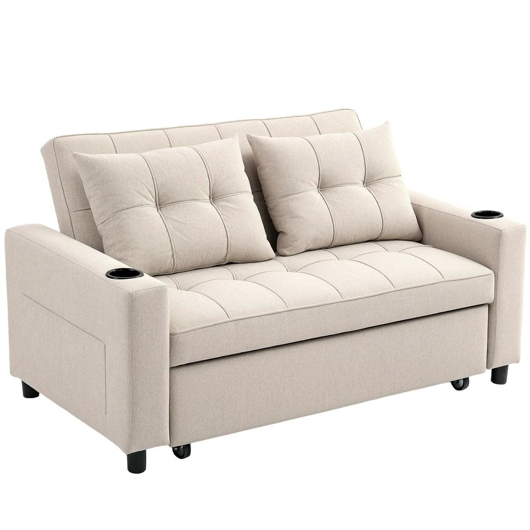 HOMCOM 2 Seater Sofa Bed With Pockets For Small Rooms - Sofa