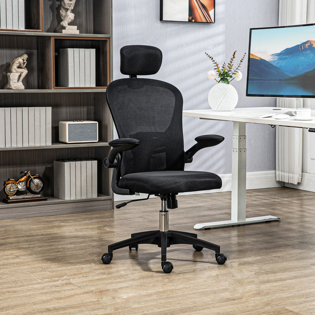 Vinsetto Mesh Chair Headrest 4D Lumbar Office by Vinsetto