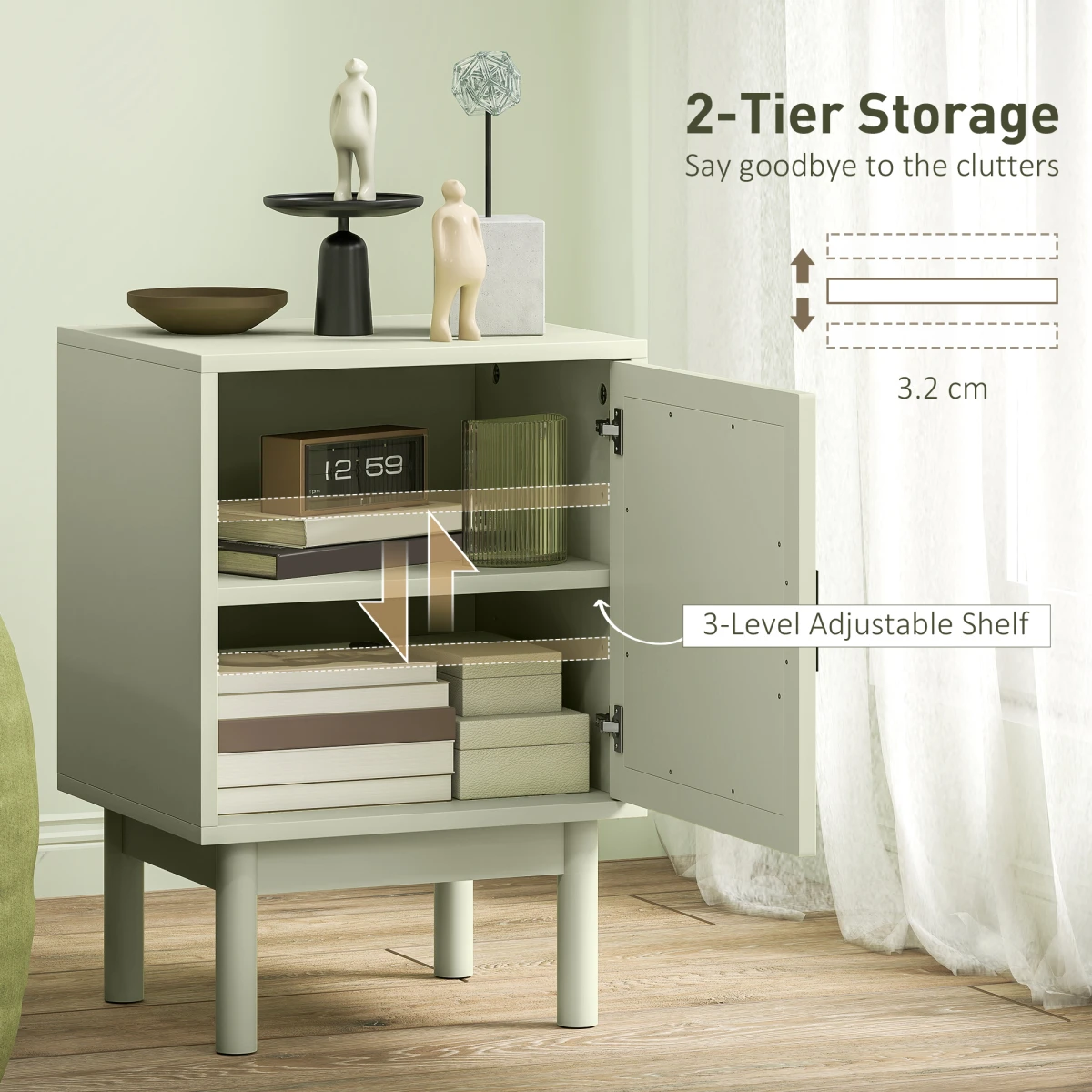 HOMCOM Bedside Table 18x14x28in Rattan Arch Door by HOMCOM