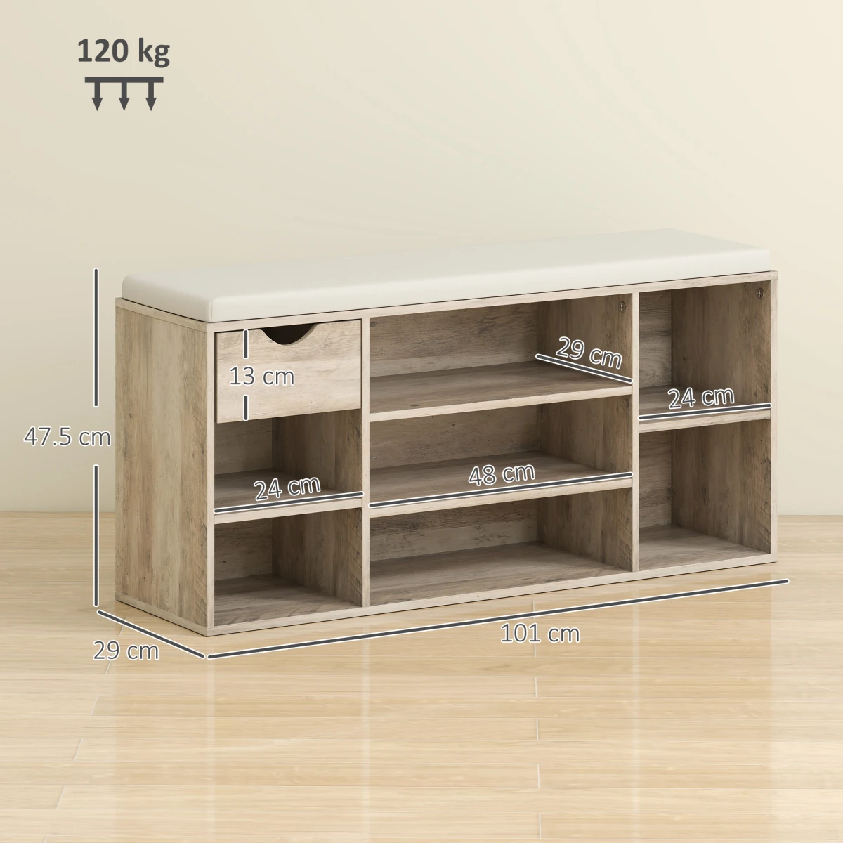 HOMCOM HOMCOM Shoe Storage Bench Cushioned Adjustable - Shoe Storage