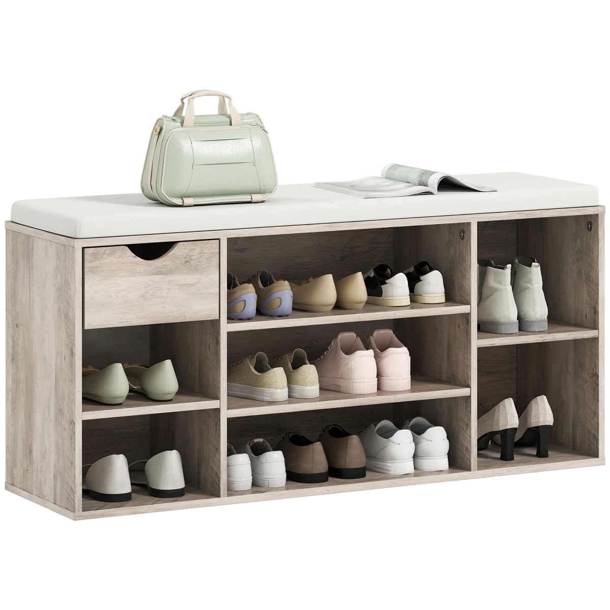 HOMCOM HOMCOM Shoe Storage Bench Cushioned Adjustable - Shoe Storage