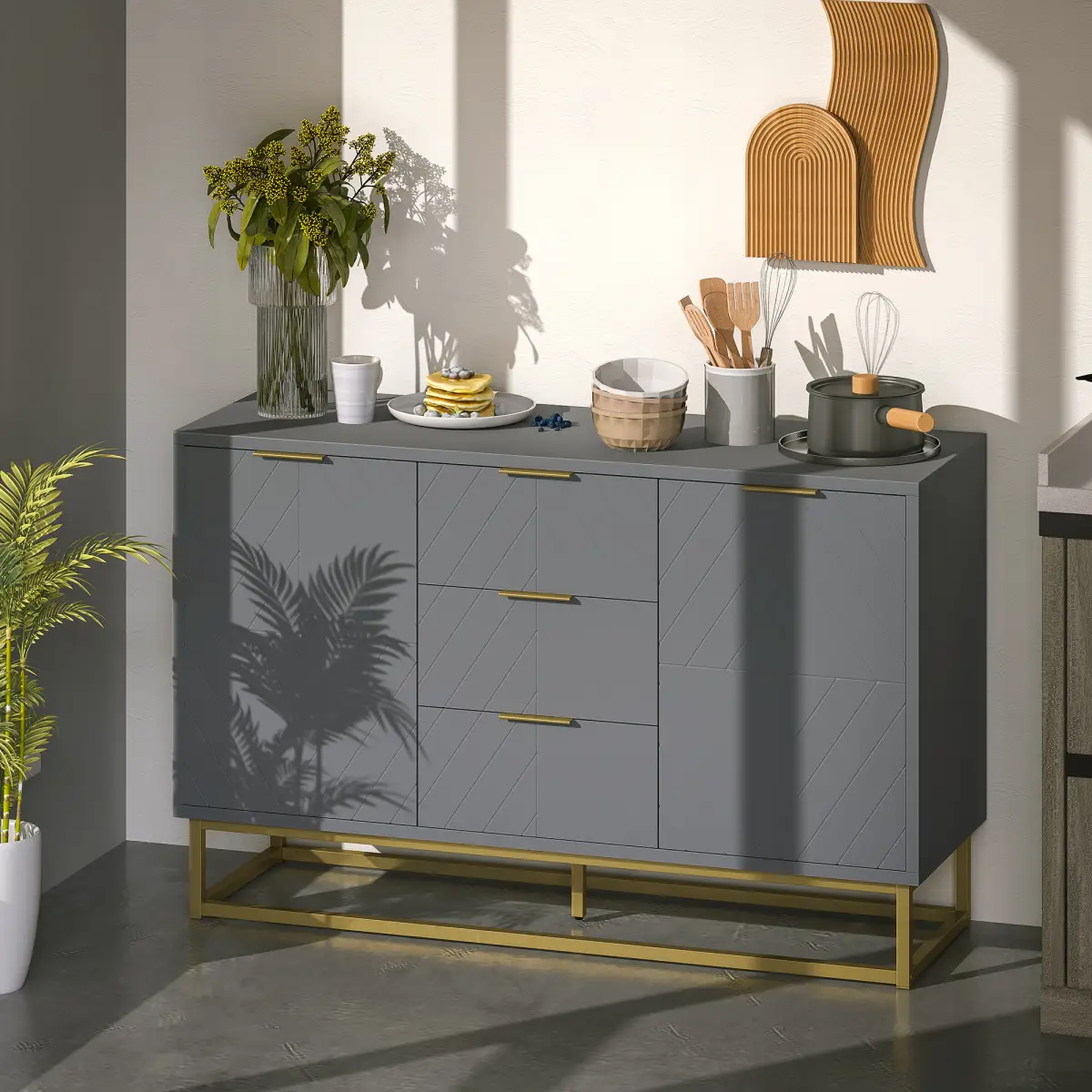 HOMCOM HOMCOM Sideboard Storage Cabinet with Adjustable Shelves - Sideboard