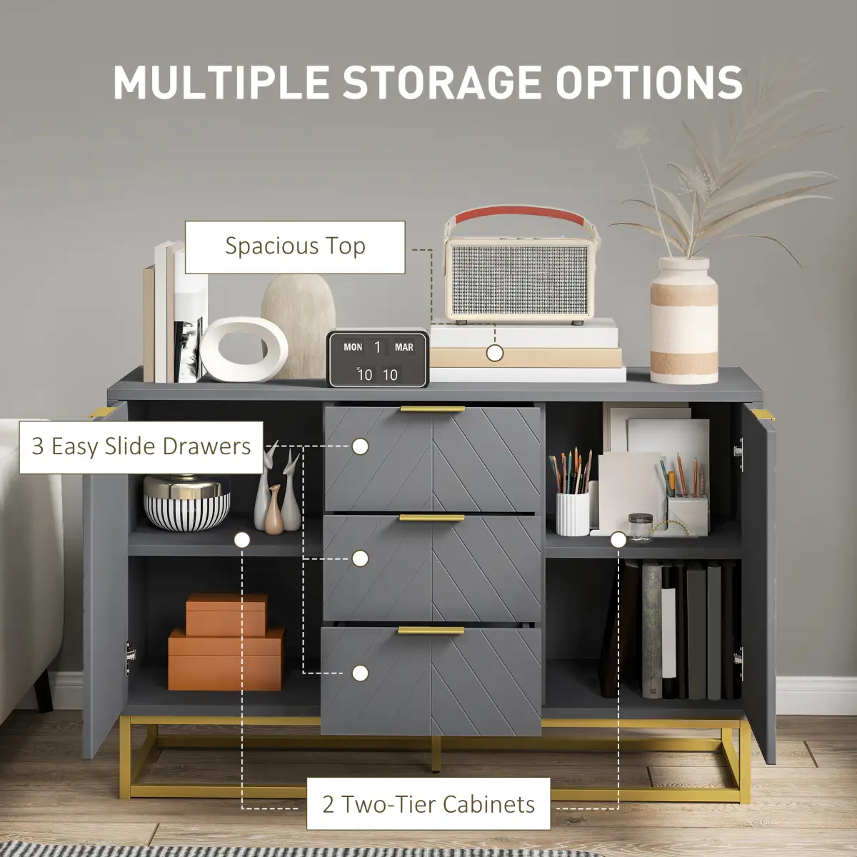 HOMCOM HOMCOM Sideboard Storage Cabinet with Adjustable Shelves - Sideboard