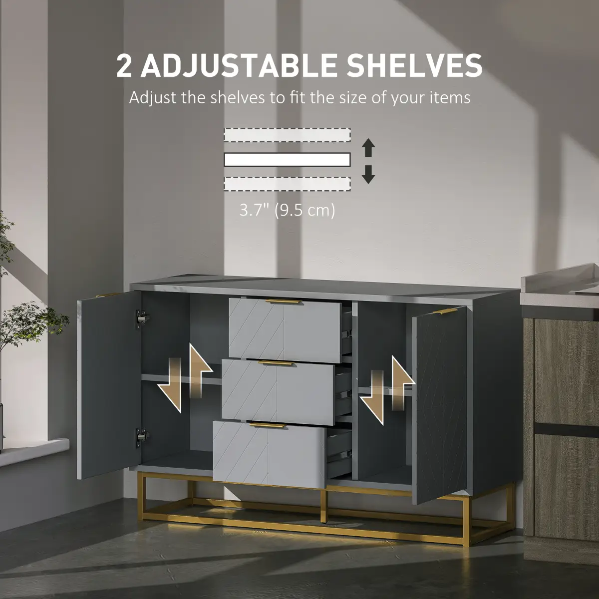 HOMCOM HOMCOM Sideboard Storage Cabinet with Adjustable Shelves - Sideboard