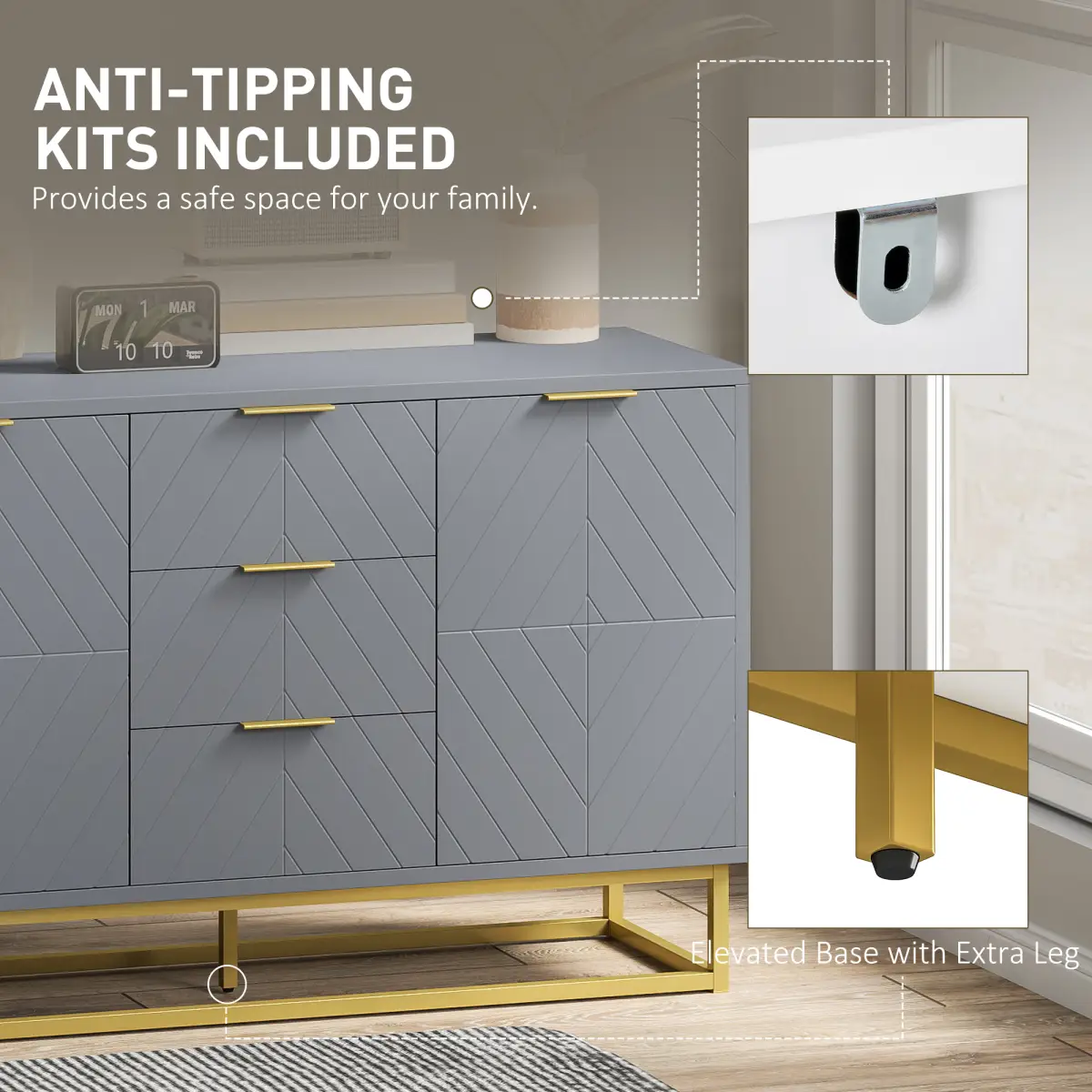 HOMCOM HOMCOM Sideboard Storage Cabinet with Adjustable Shelves - Sideboard