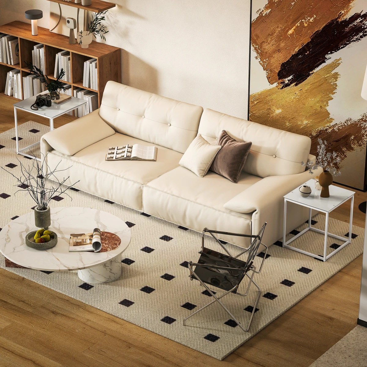 HOMCOM Nest of 2 Side Tables Glass Tops With Steel Frame for Living Room and Bedroom - Nest of Tables