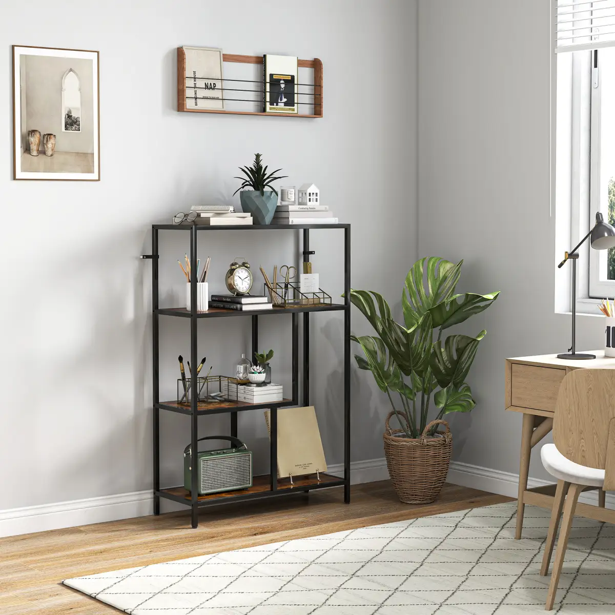 HOMCOM HOMCOM Industrial Bookshelf Bookcase w/ Open Shelves for Study - Bookcase