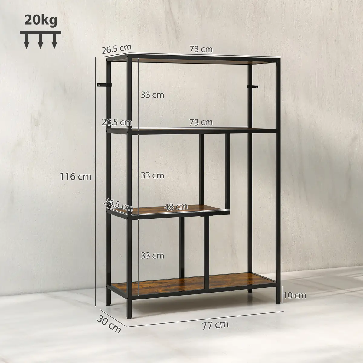 HOMCOM HOMCOM Industrial Bookshelf Bookcase w/ Open Shelves for Study - Bookcase