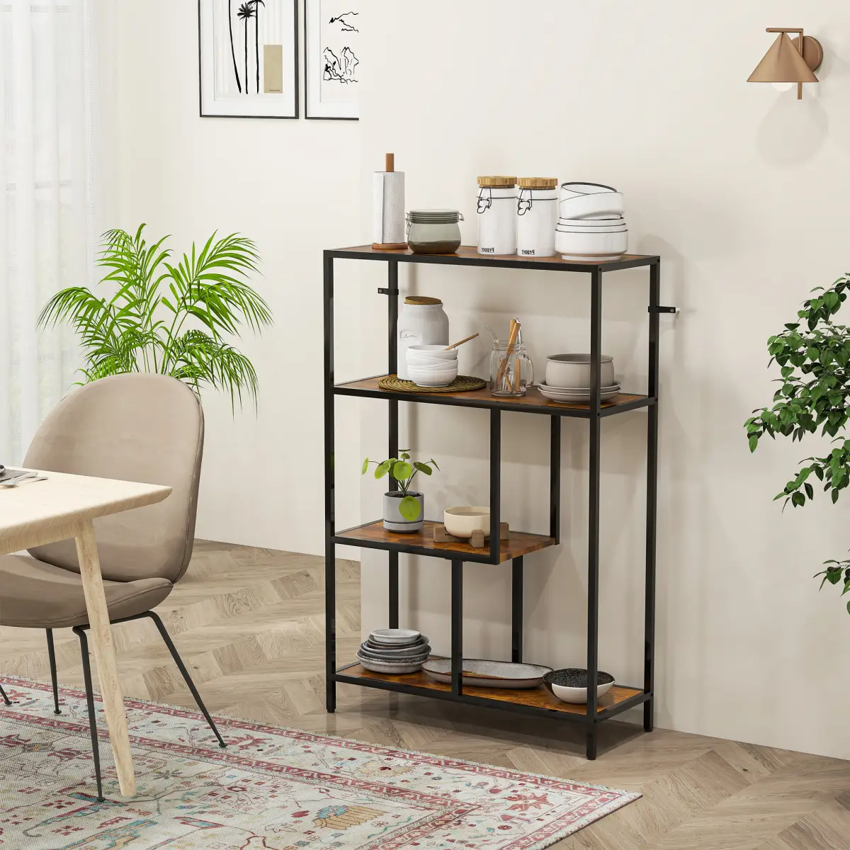 HOMCOM HOMCOM Industrial Bookshelf Bookcase w/ Open Shelves for Study - Bookcase
