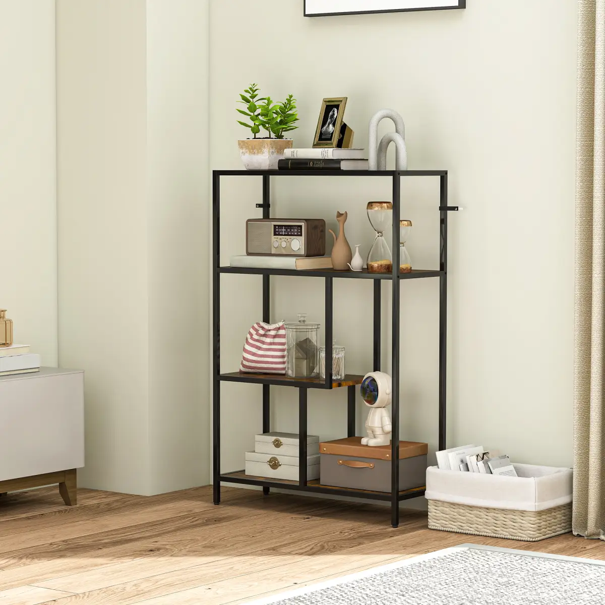 HOMCOM HOMCOM Industrial Bookshelf Bookcase w/ Open Shelves for Study - Bookcase