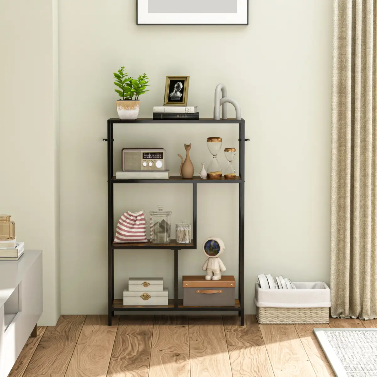 HOMCOM HOMCOM Industrial Bookshelf Bookcase w/ Open Shelves for Study - Bookcase