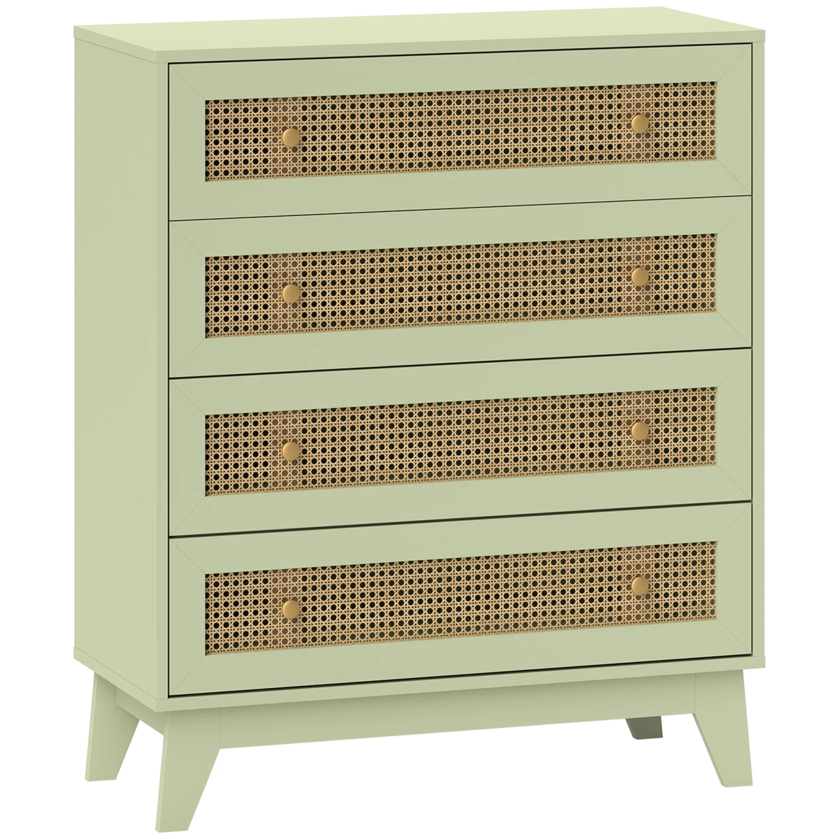 HOMCOM Chest Of Drawers 4 Drawer Rattan Panel Wood Effect Bedroom Storage Organiser by HOMCOM