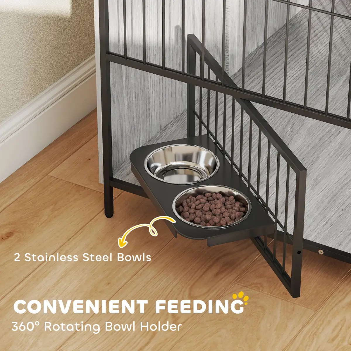 PawHut PawHut Dog Crate Furniture with Rotating Bowl Holder for Large Dogs - Dog Crate