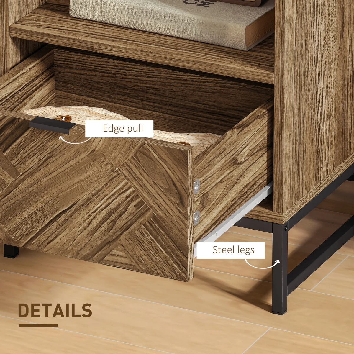HOMCOM HOMCOM Bedside Table Compact Drawer Shelf Bedroom - Bedside Table