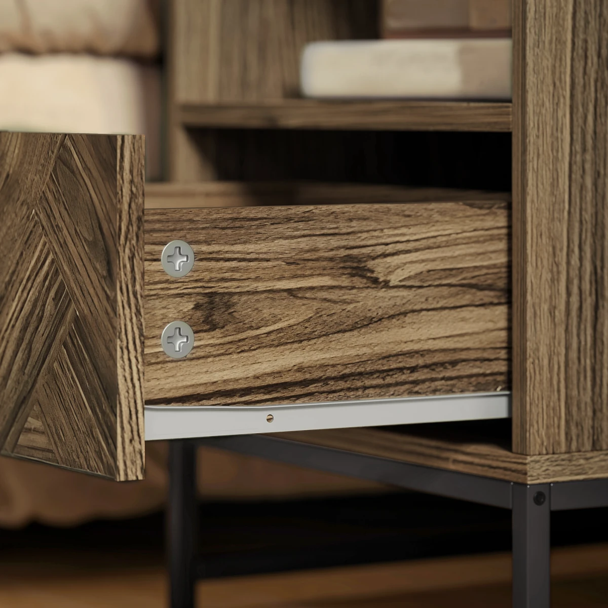HOMCOM HOMCOM Bedside Table Compact Drawer Shelf Bedroom - Bedside Table