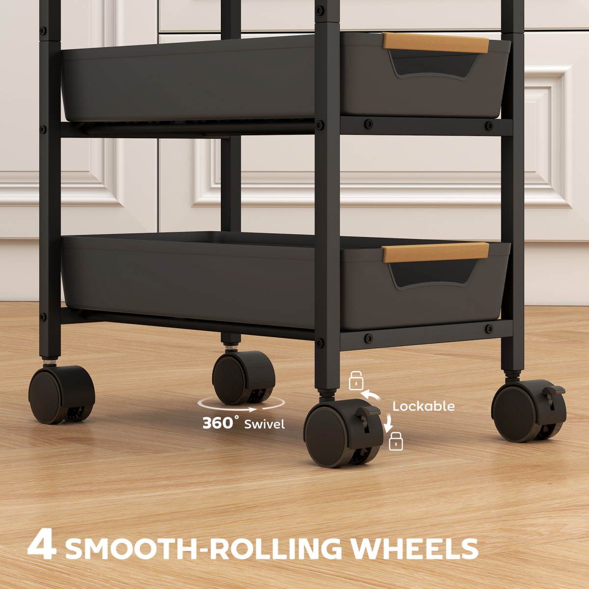 HOMCOM Kitchen Storage Trolley Mobile Utility Cart for Kitchen Office - from HOMCOM