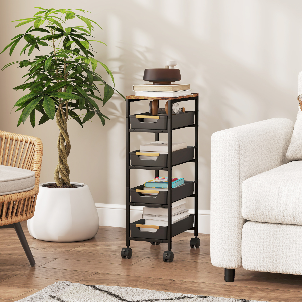 HOMCOM Kitchen Storage Trolley Mobile Utility Cart for Kitchen Office - from HOMCOM