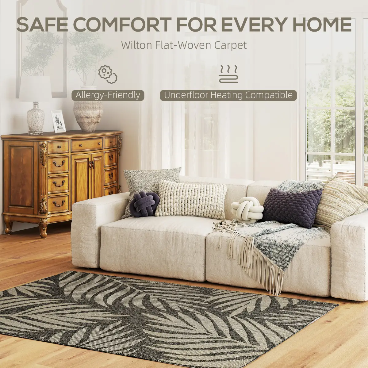 HOMCOM Easy-Cleaning Machine Washable Rug for Patio, Garden - Rug