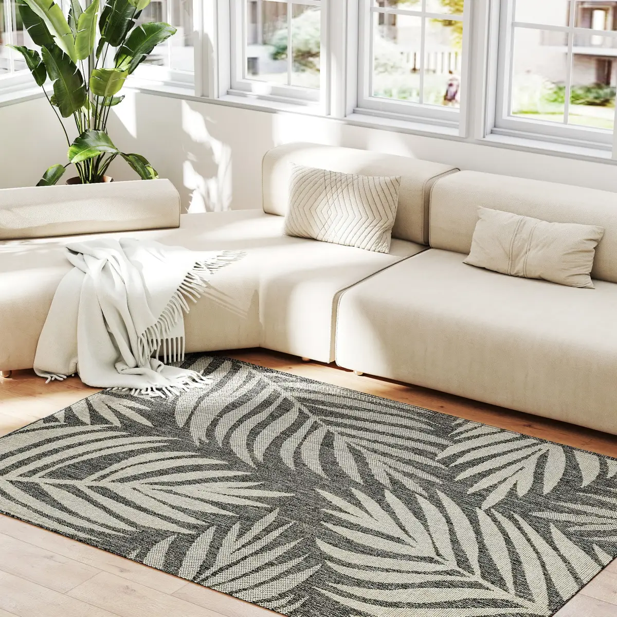 HOMCOM Easy-Cleaning Machine Washable Rug for Patio, Garden - Rug