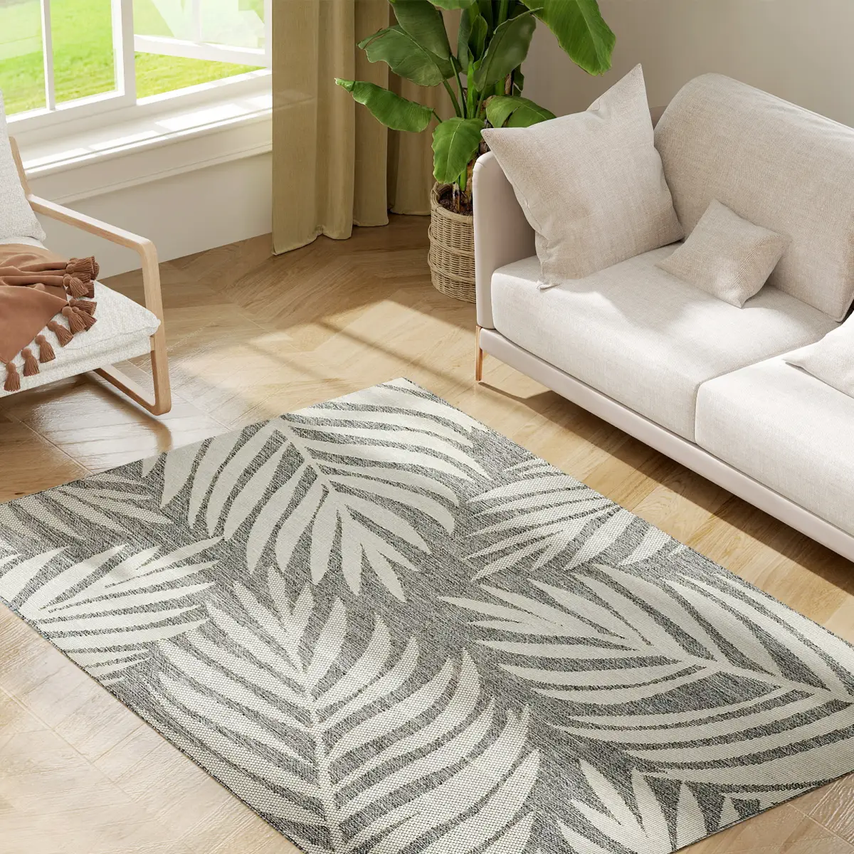 HOMCOM Easy-Cleaning Machine Washable Rug for Patio, Garden - Rug