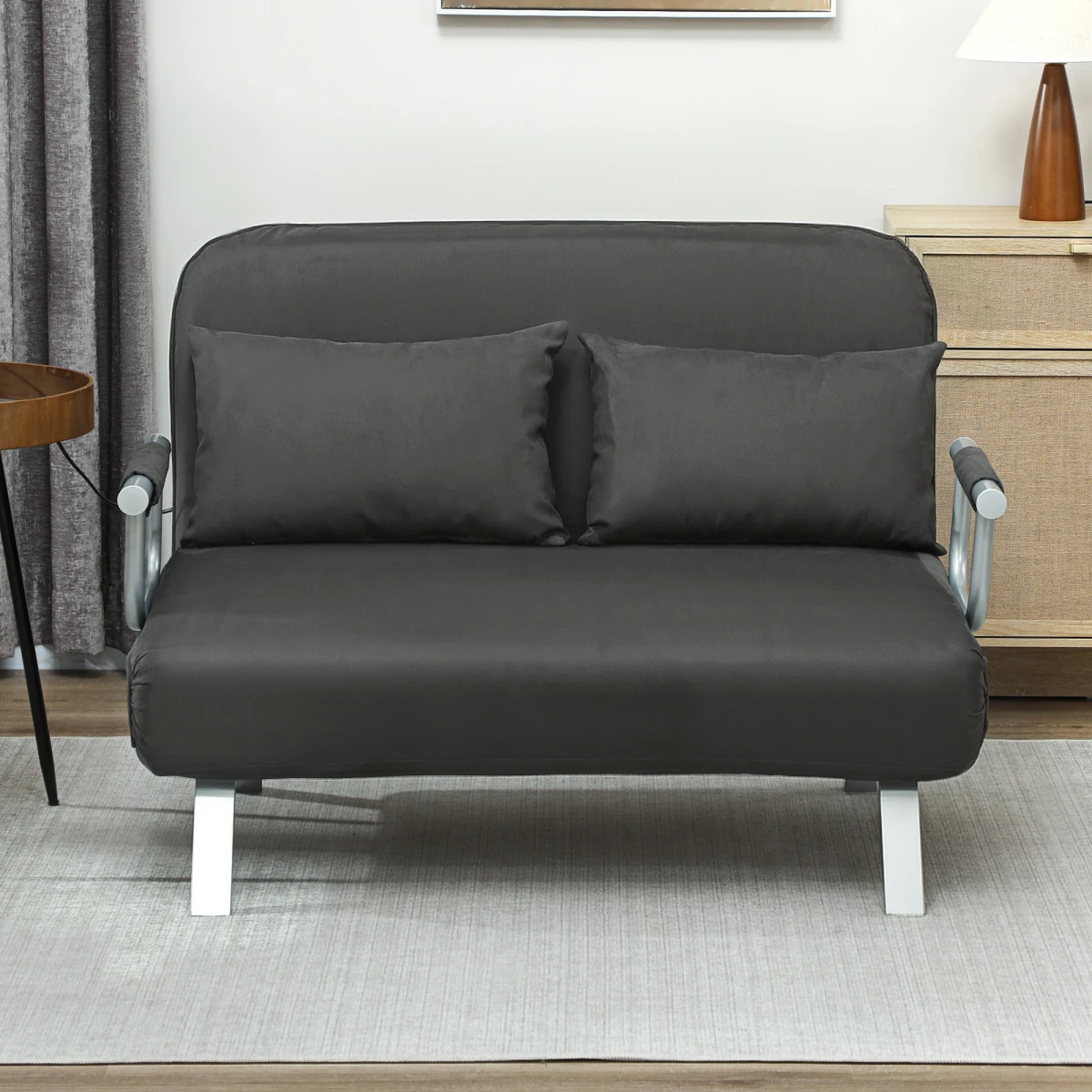 HOMCOM Homcom Fabric Sofa Bed 2Seater Five Position Back Home Use - Sofa