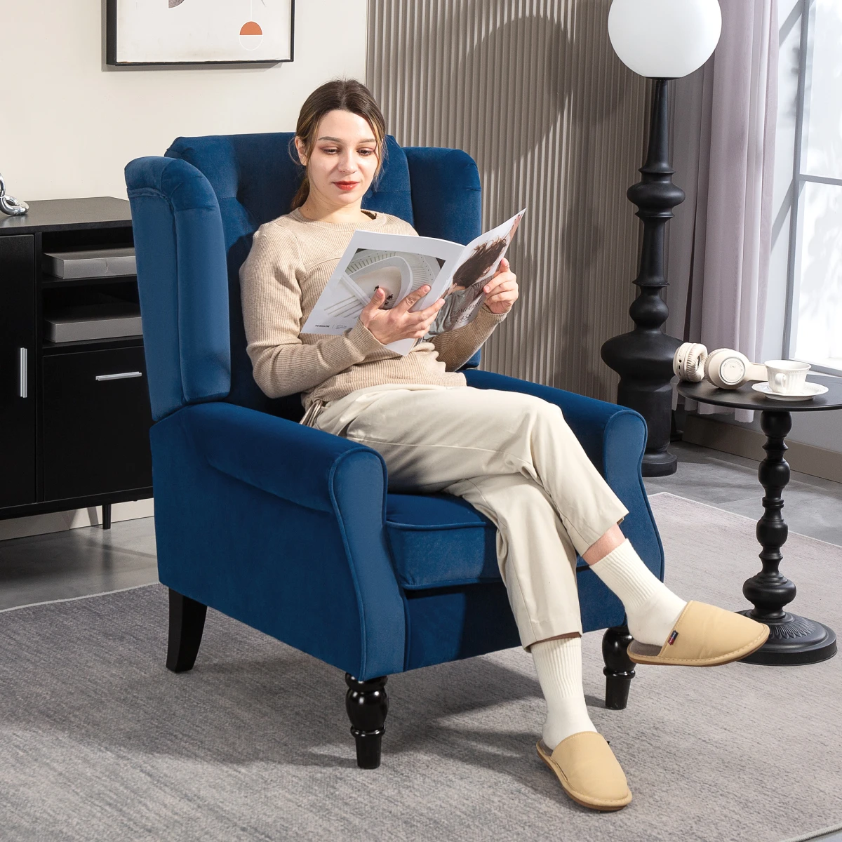 HOMCOM HOMCOM Wingback Accent Chair Tufted Retro Upholstery - Accent Chair