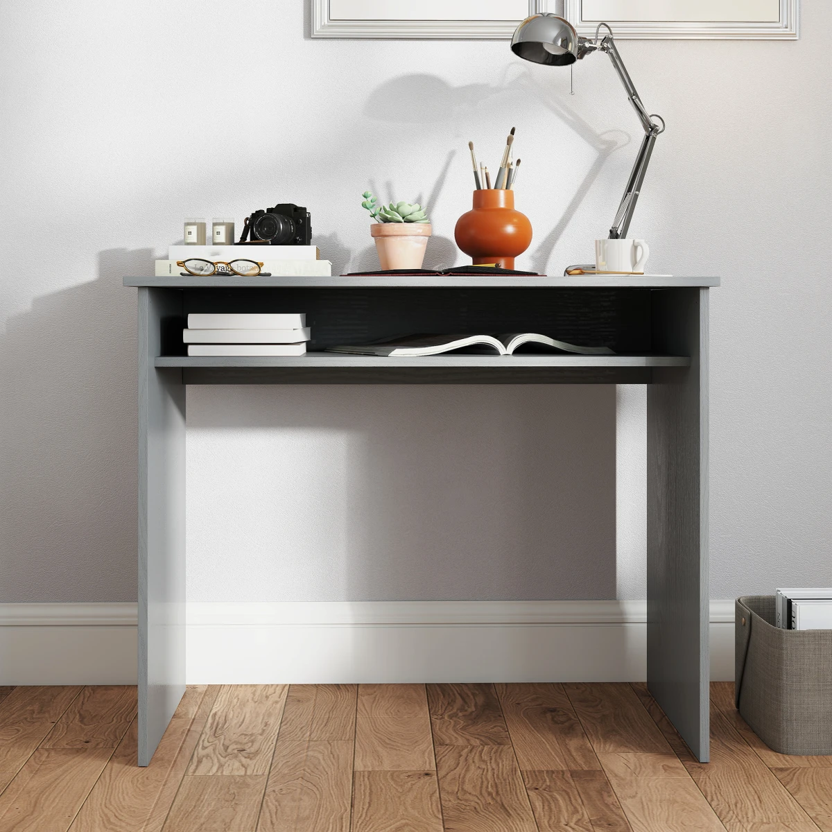 HOMCOM Computer Desk With Under Desk Storage Shelf Rustic Wood Grain Study Table For Home Office by HOMCOM