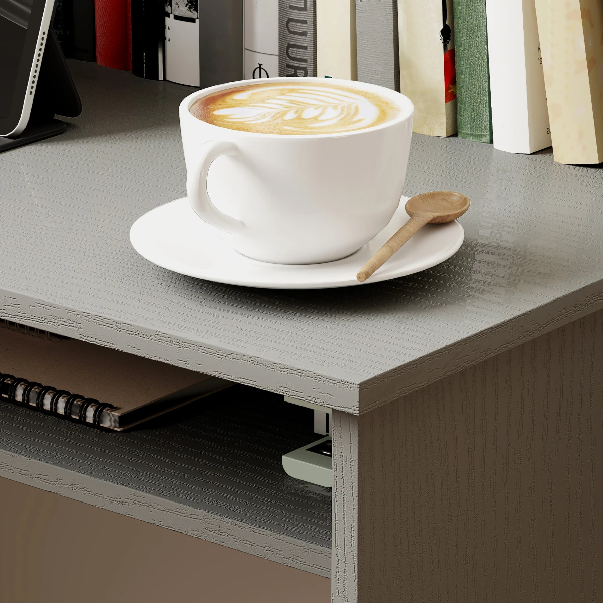 HOMCOM Computer Desk With Under Desk Storage Shelf Rustic Wood Grain Study Table For Home Office by HOMCOM