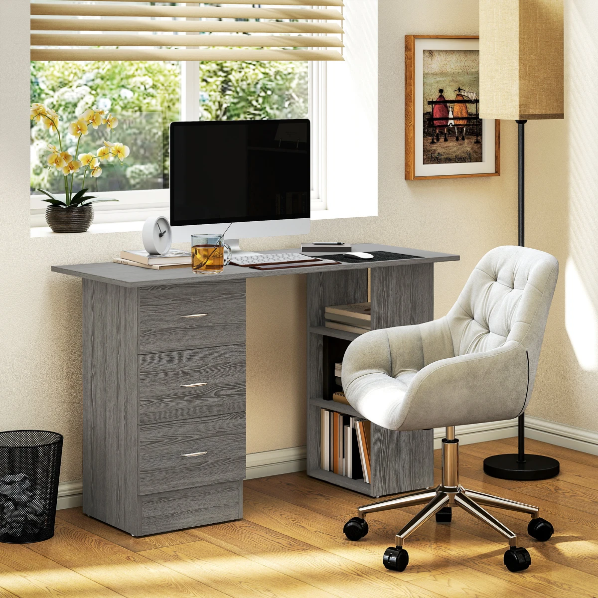 HOMCOM HOMCOM Computer Desk 120cm 3 Drawers Home Office - Desk