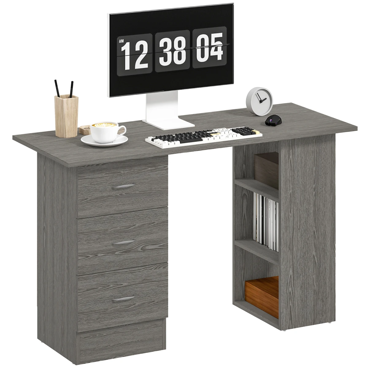 HOMCOM HOMCOM Computer Desk 120cm 3 Drawers Home Office - Desk