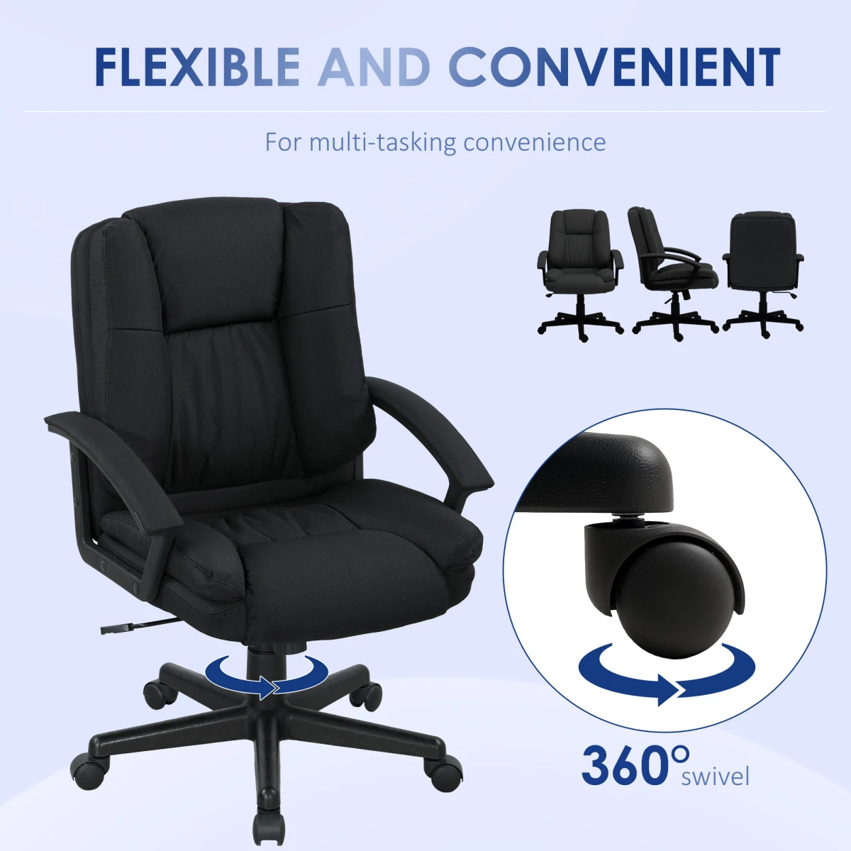 HOMCOM Swivel Office Chair 94-104 Cm Height Padded Armrests by HOMCOM