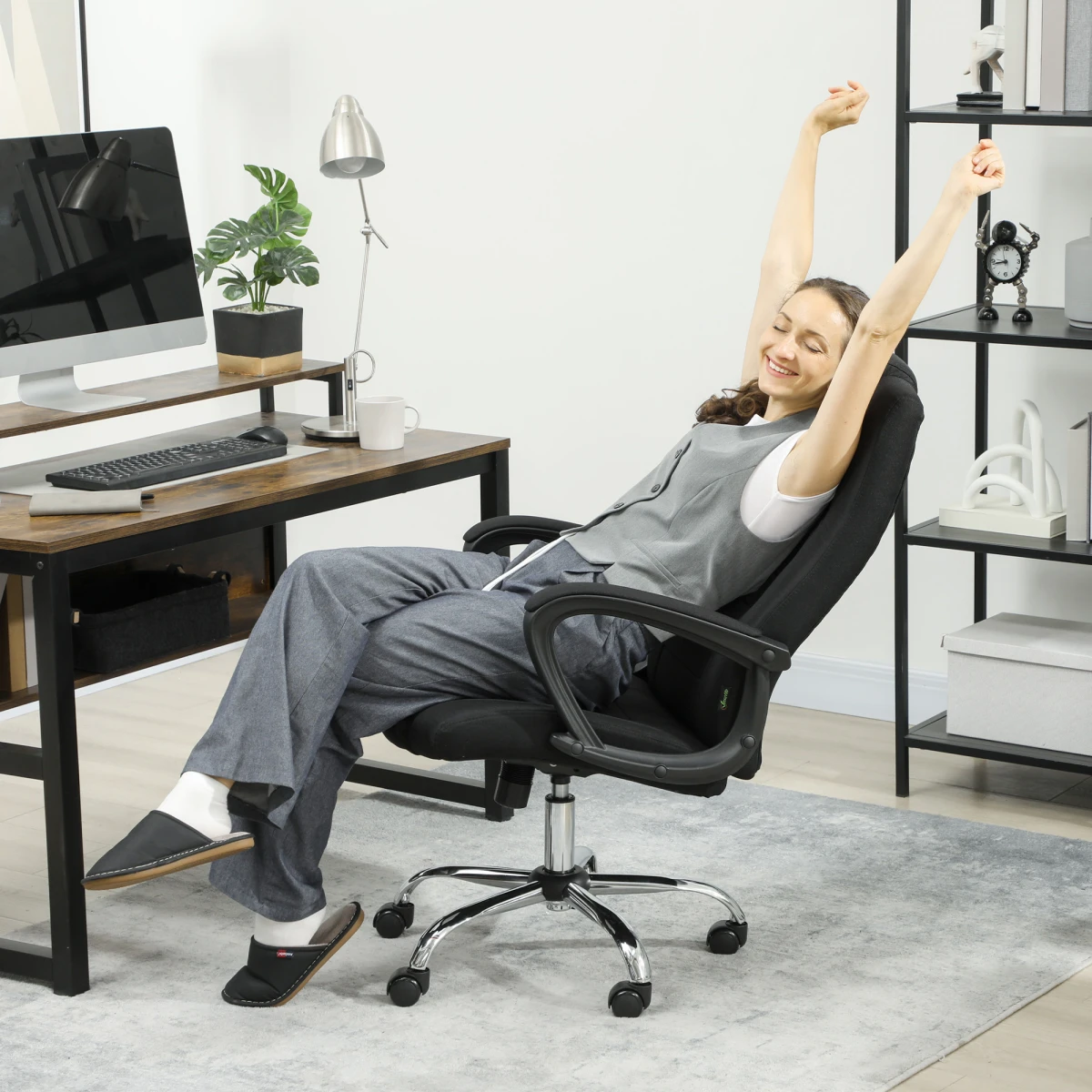 Vinsetto Vinsetto Office Chair Height Adjustable Ergonomic Breathable Linen Upholstery Swivel Wheels for Home Office - Office Chair