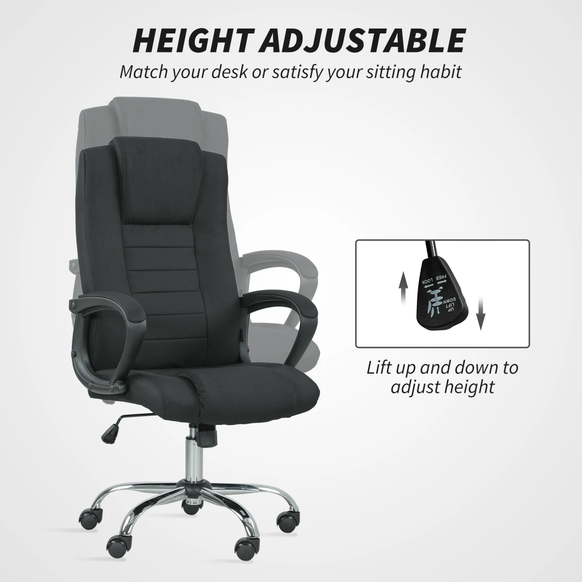 Vinsetto Vinsetto Office Chair Height Adjustable Ergonomic Breathable Linen Upholstery Swivel Wheels for Home Office - Office Chair