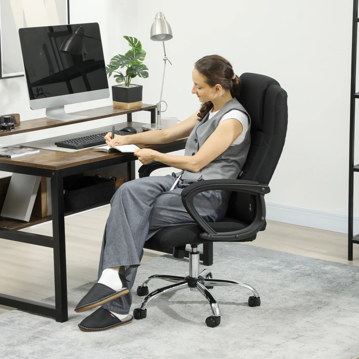 Vinsetto Vinsetto Office Chair Height Adjustable Ergonomic Breathable Linen Upholstery Swivel Wheels for Home Office - Office Chair