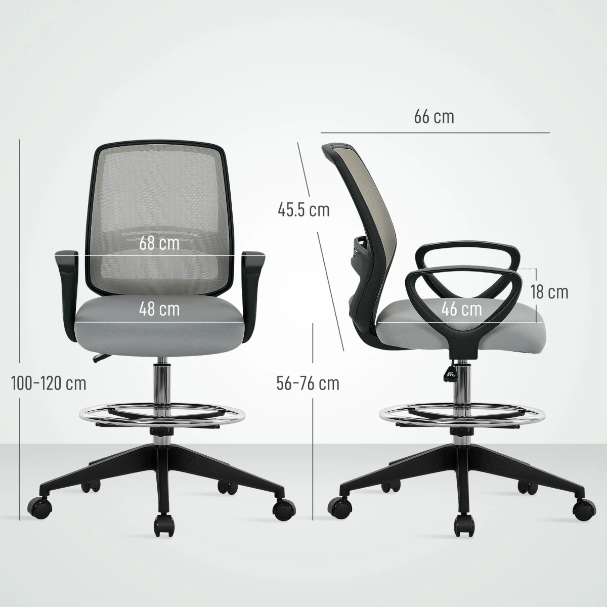 Vinsetto Vinsetto Draughtsman Chair Tall Office Adjustable Drafting - Office Chair