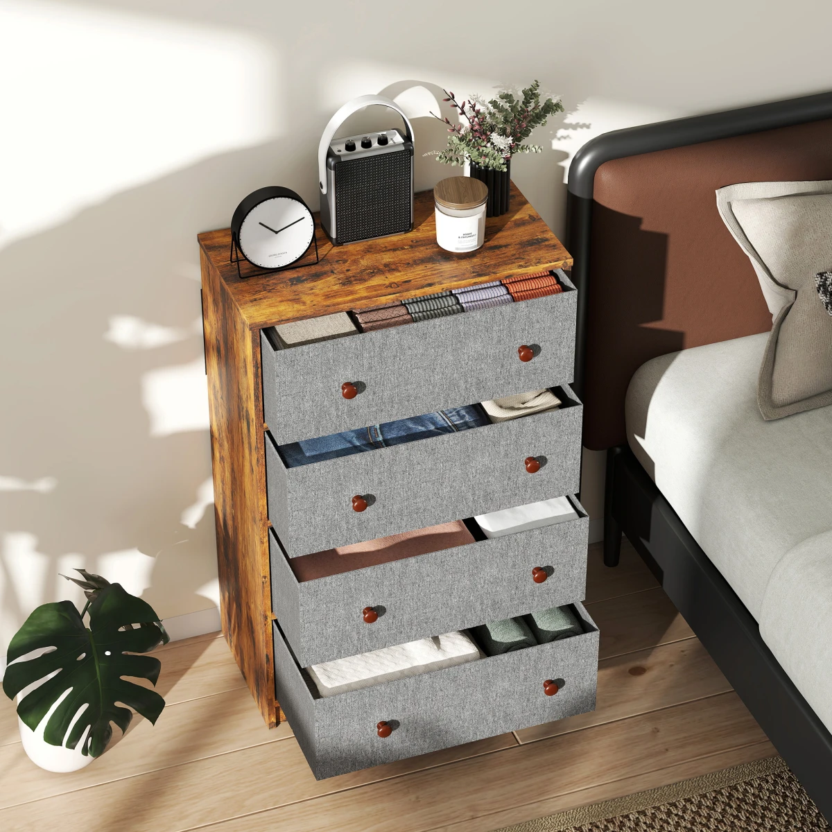 HOMCOM HOMCOM Chest Of Drawers 4 Or 6 Drawers Lightweight Fabric Dresser For Bedroom Organizer - Chest of Drawers