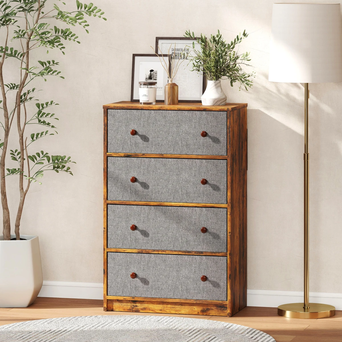 HOMCOM HOMCOM Chest Of Drawers 4 Or 6 Drawers Lightweight Fabric Dresser For Bedroom Organizer - Chest of Drawers