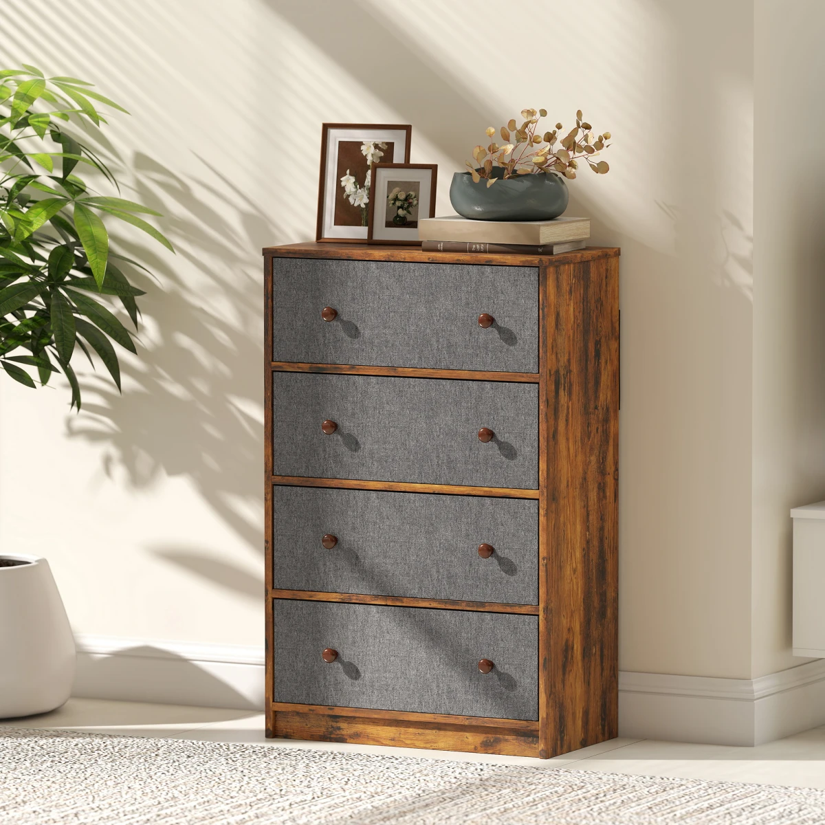 HOMCOM HOMCOM Chest Of Drawers 4 Or 6 Drawers Lightweight Fabric Dresser For Bedroom Organizer - Chest of Drawers