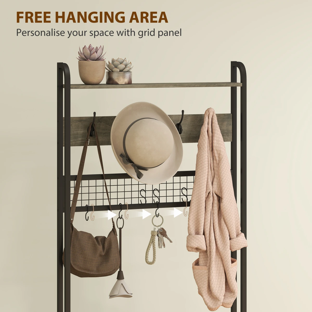 HOMCOM Industrial Hall Tree Coat Rack With Shoe Cabinet Grey Tall 5 In 1 Organizer For Hallways by HOMCOM