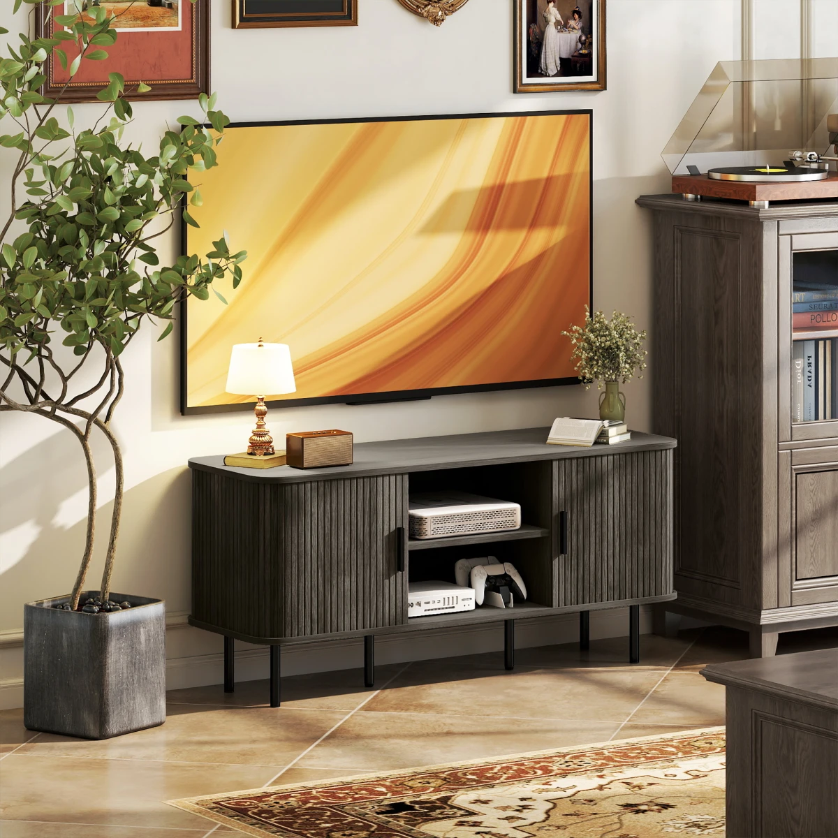 HOMCOM TV Stand Wide 140cm Cable Management Living Room by HOMCOM