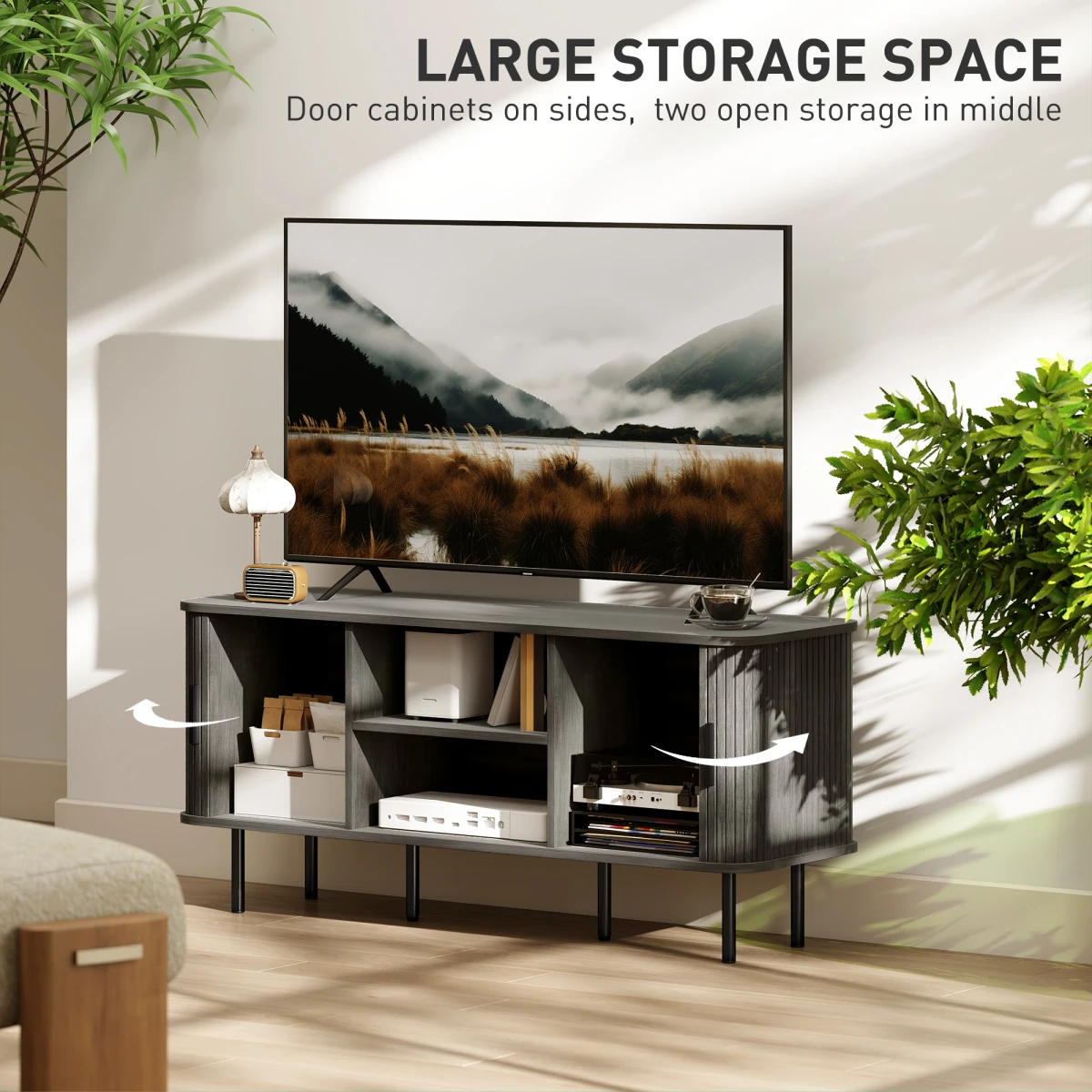 HOMCOM TV Stand Wide 140cm Cable Management Living Room by HOMCOM